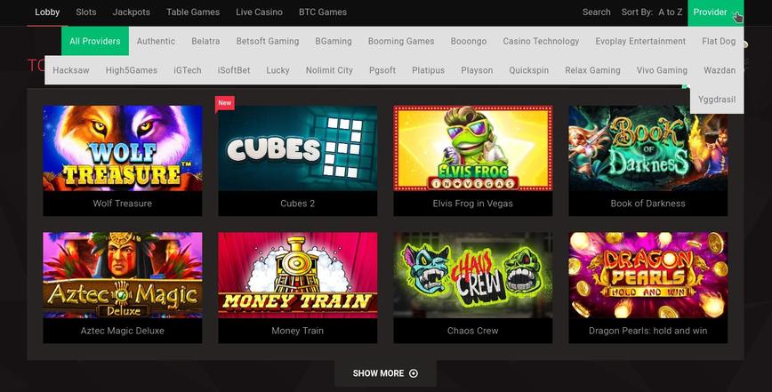 Top Online Casino Games at BitStarz