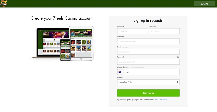 7Reels Casino registration