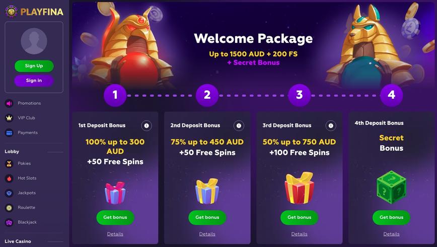 Playfina Casino Welcome Bonus